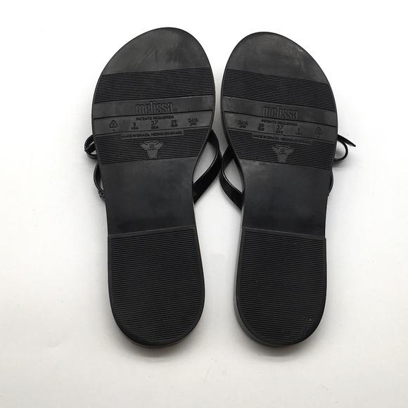 MELISSA Shoes Womens  US 8  EU 39 Black Flip Flops AD Leopard Animal Flat Sanda - Picture 3 of 3